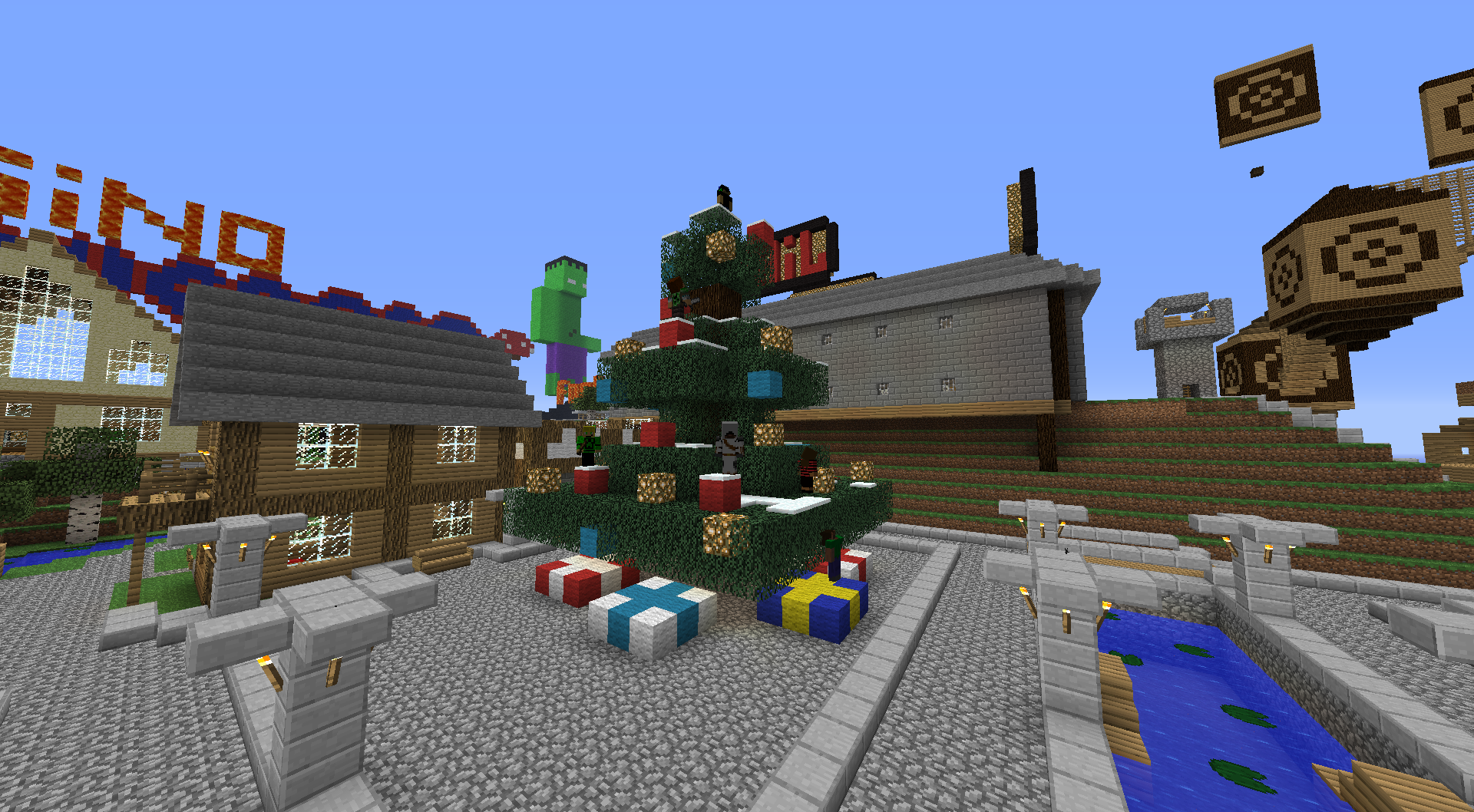 Picture of a christmas tree from the minecraft server MuCraft year 2012